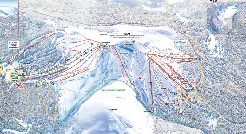 Kaart skigebied Yllas