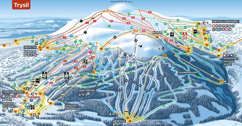Kaart skigebied Trysil