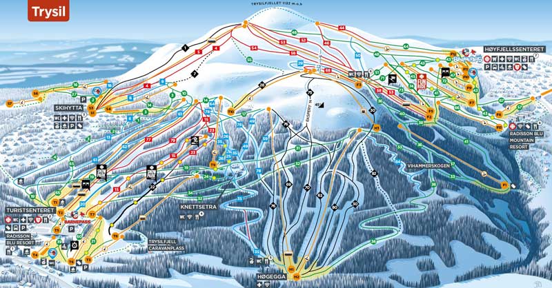 Kaart skigebied Trysil