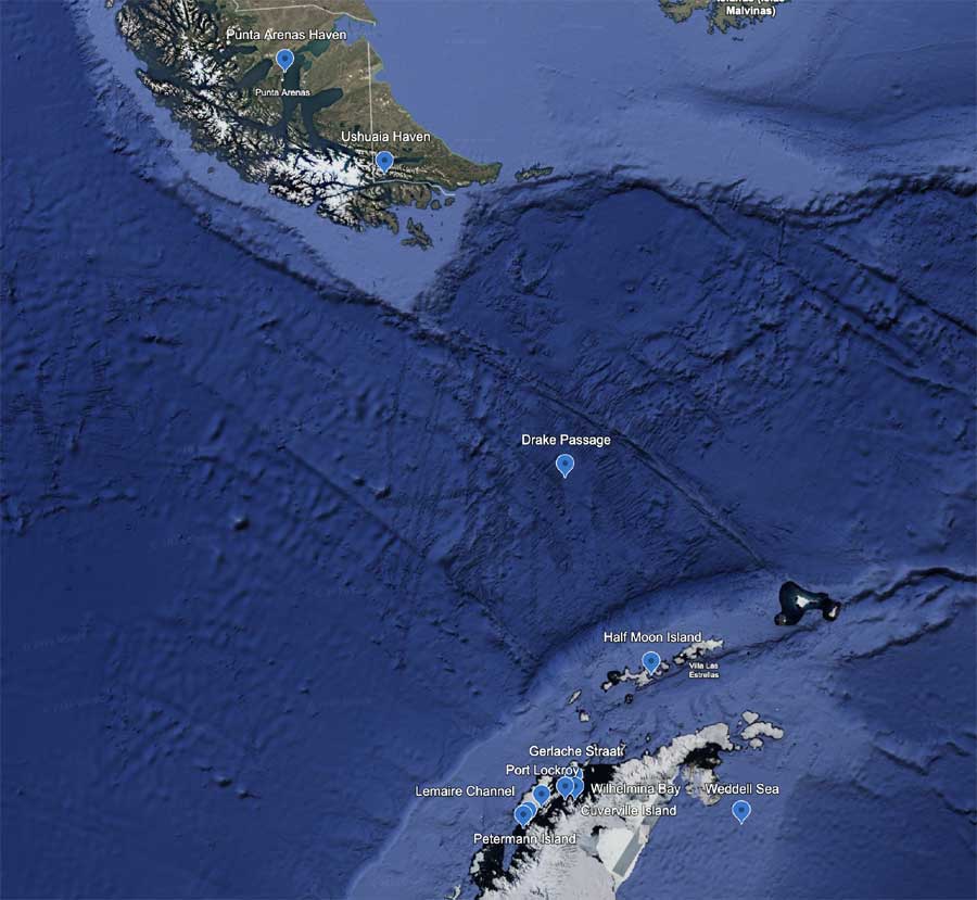 Ori&euml;ntatiekaart Antarctisch Schiereiland