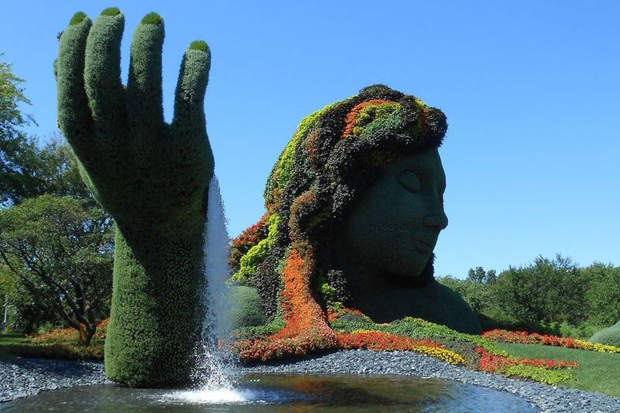 Fontein in de Botanic Gardens van Montreal in Quebec in Canada.
