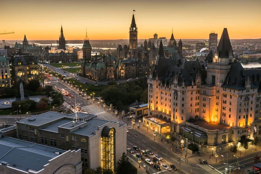 Uitzicht op downtown Ottawa in Ontario in Canada.