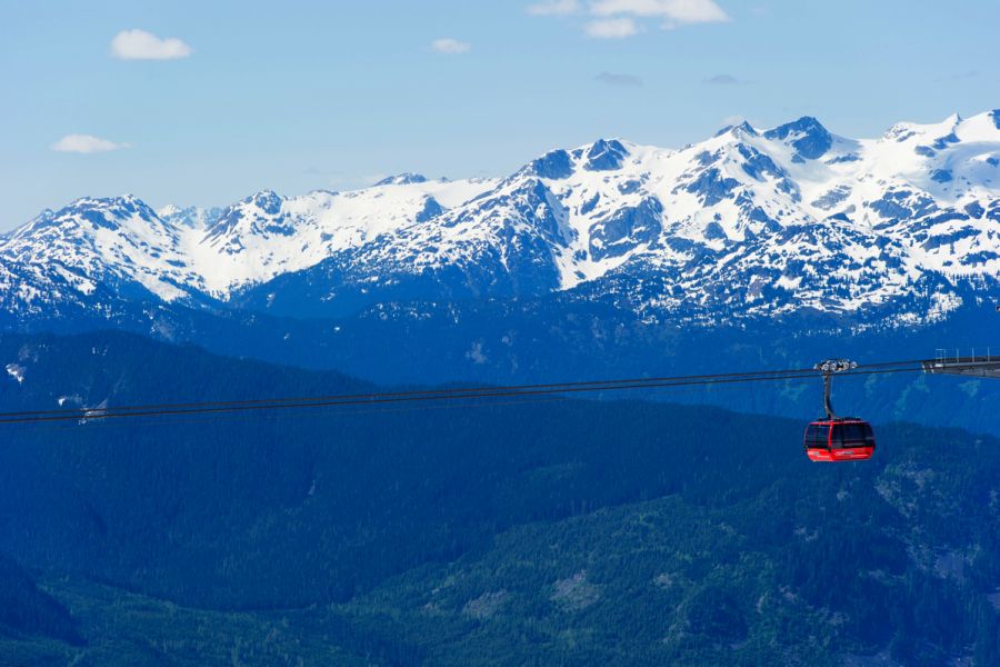 Peak 2 Peak gondola tussen Whistler en Blackcomb Mountain in British Columbia in Canada.