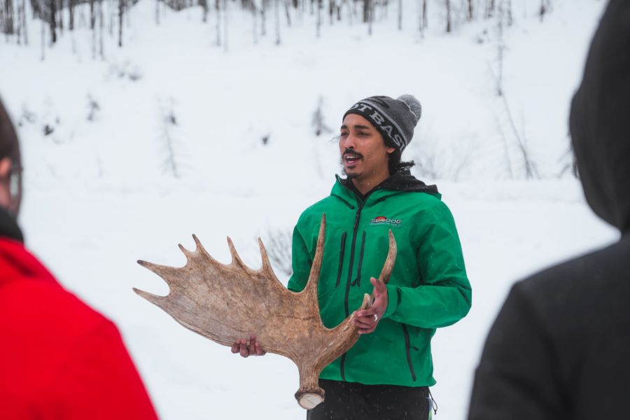 Gids laat gewei zien tijdens een wildlife excursie in Jasper National Park