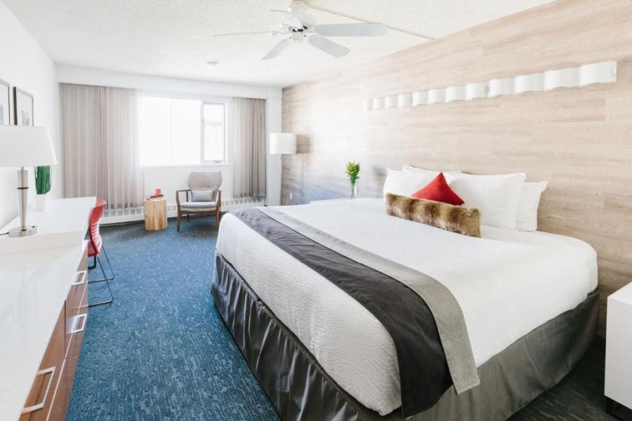 Een king room bij Elk + Avenue Hotel in Banff Canada