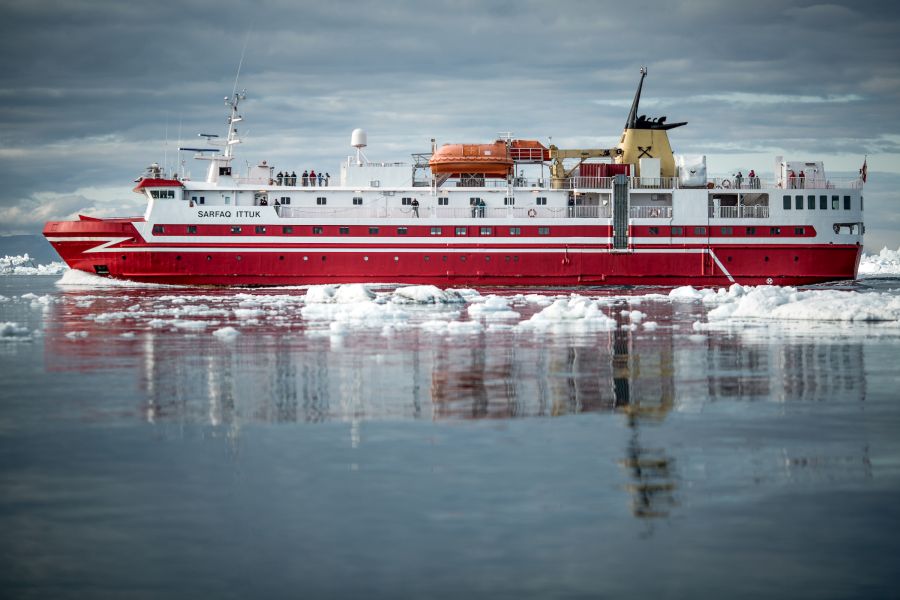 The Greenland passenger ferry Sarfaq Ittuk in the Disko Bay