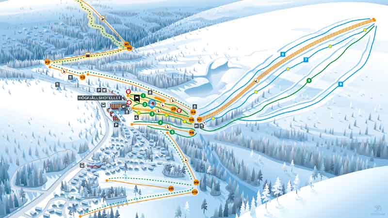 Kaart skigebied Hogfjallet