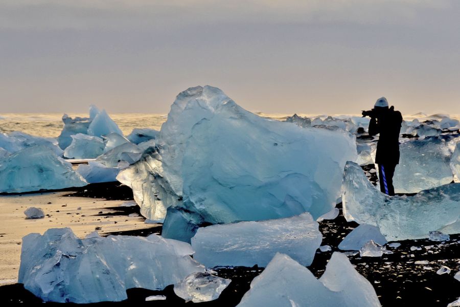 Diamond Beach, Jökulsárlón Glacier Lagoon, minibus rondreis IJsland