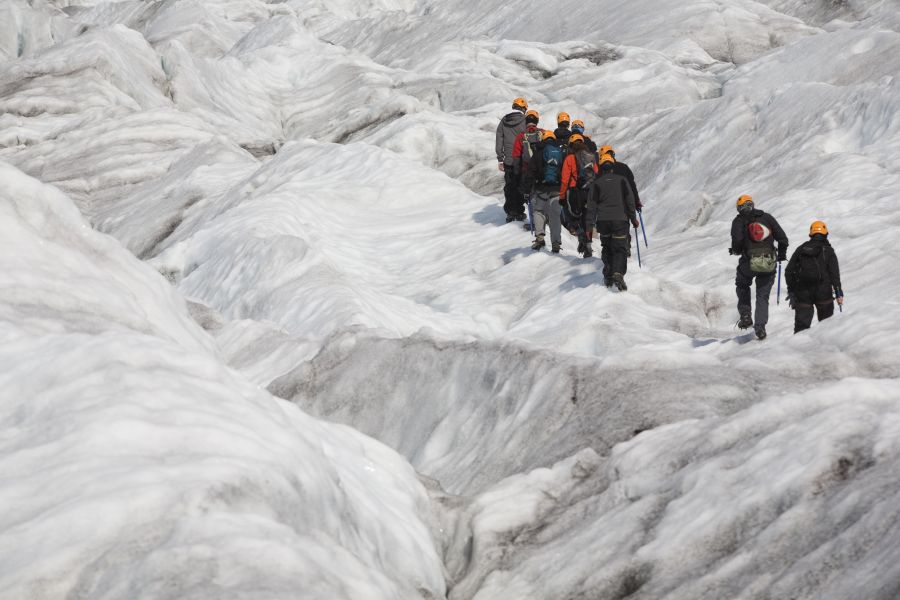 Gletsjerwandeling Solheimajokull, busrondreis IJsland