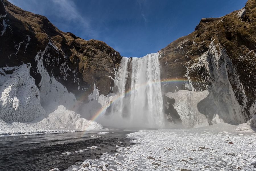 Skogafoss waterval, busrondreis IJsland