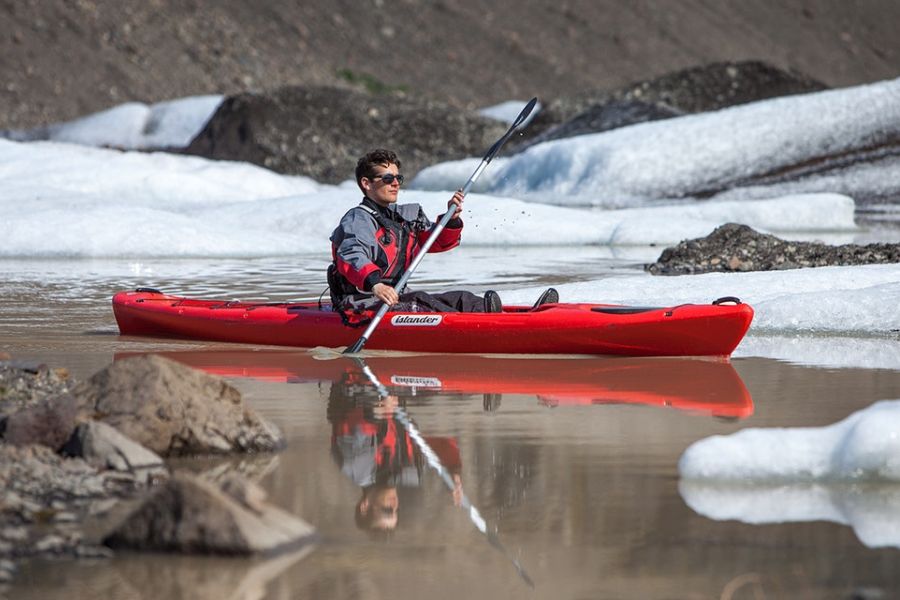 Kajakken Solheimajokull gletsjer IJsland