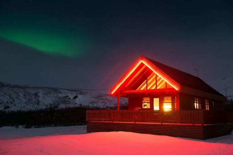 Gljufur Cottages noorderlicht IJsland