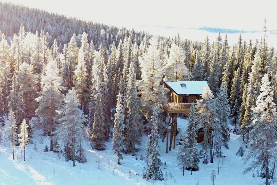 Winterse boomhut Trysil