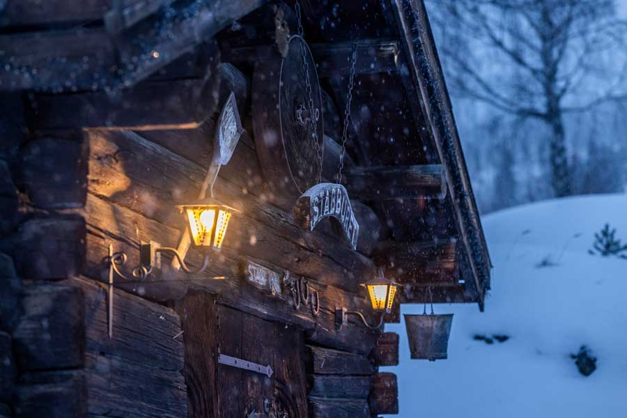 Stabburet in Vrådal in de winter