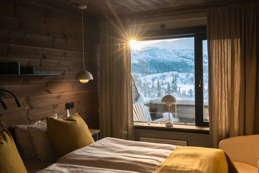 Tweepersoonskamer met balkon in het Gaustablikk Fjellresort