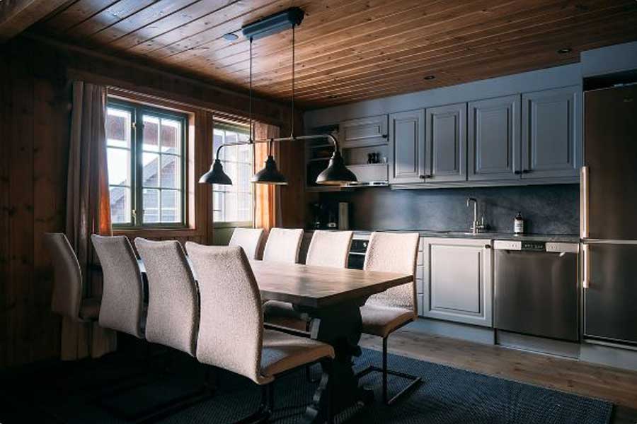 Keuken en eethoek in Kvitåvatn Fjellhytter