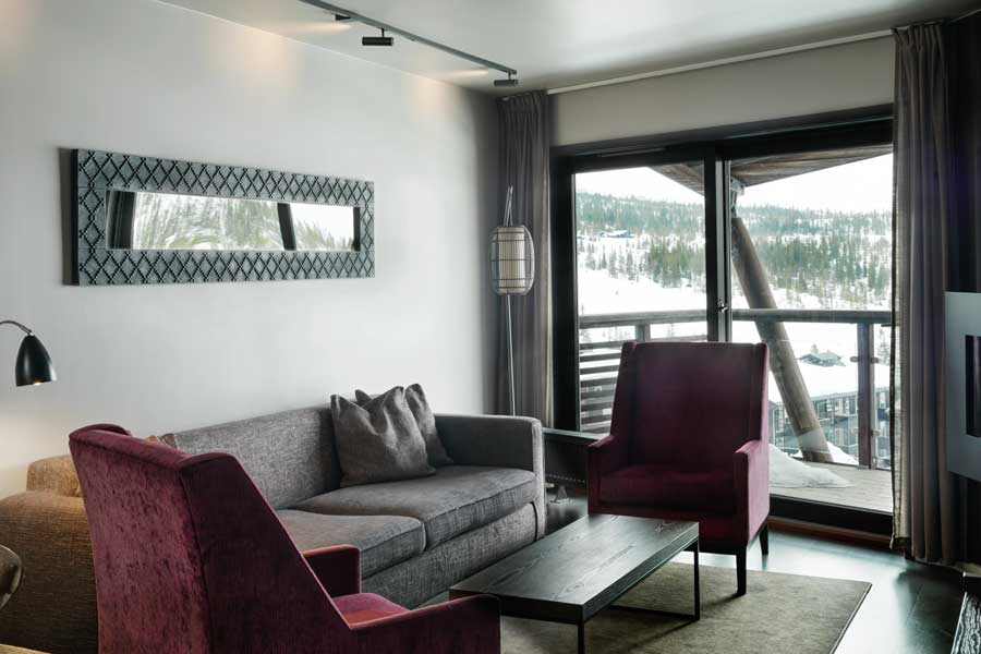 Woonkamer van de suite in Norefjell Ski & Spa