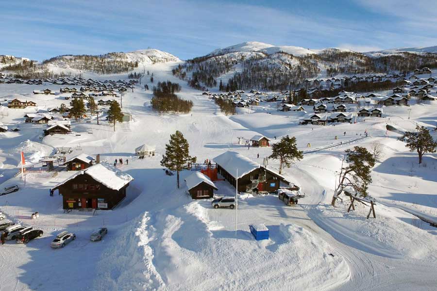 Skigebied Rauland in de winter