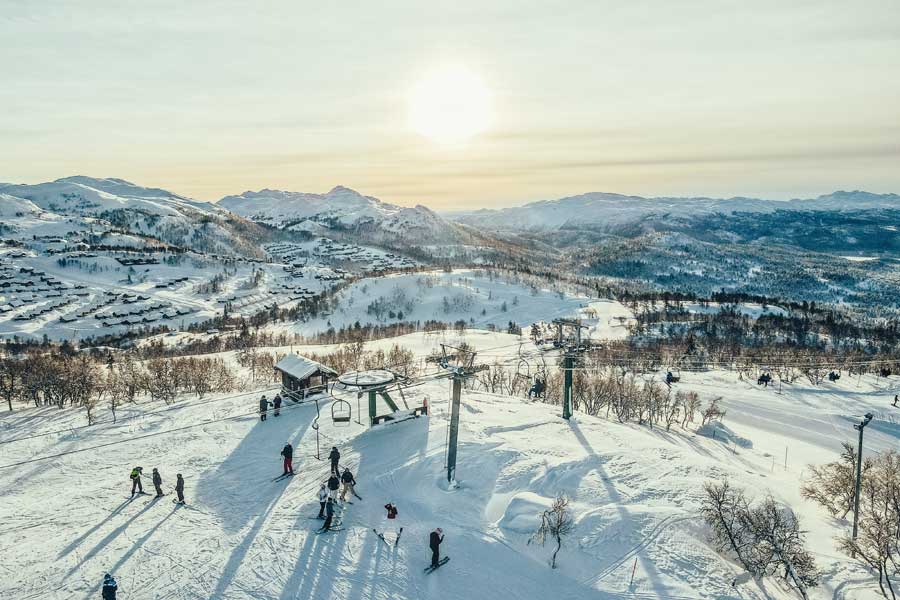 Skigebied Rauland in de winter