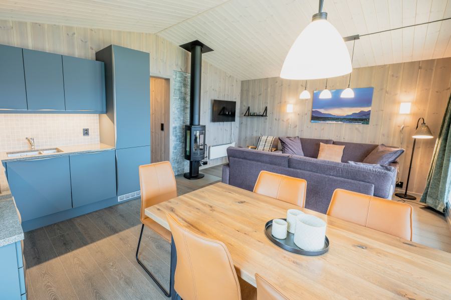 Woonkamer, eethoek en keuken Vrådal Hyttegrend