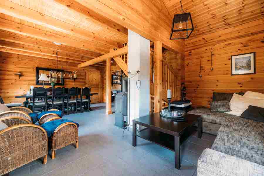 Woonkamer in een Panorama cabin in Vrådal
