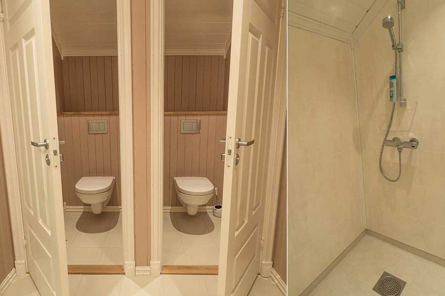 Badkamer in de familiekamer van Villa Fregn