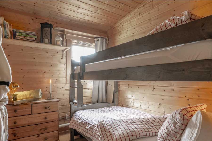 Slaapkamer met stapelbed in Fregnhytta