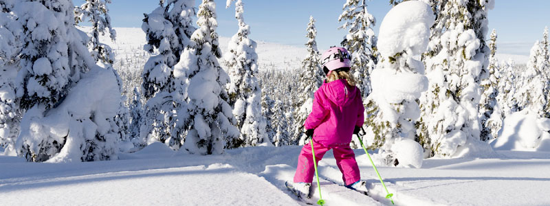 Wintersport in een sneeuwzeker hart van Scandinavië