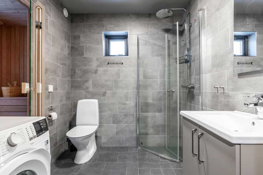 Badkamer met sauna in een Fjällvidd chalet