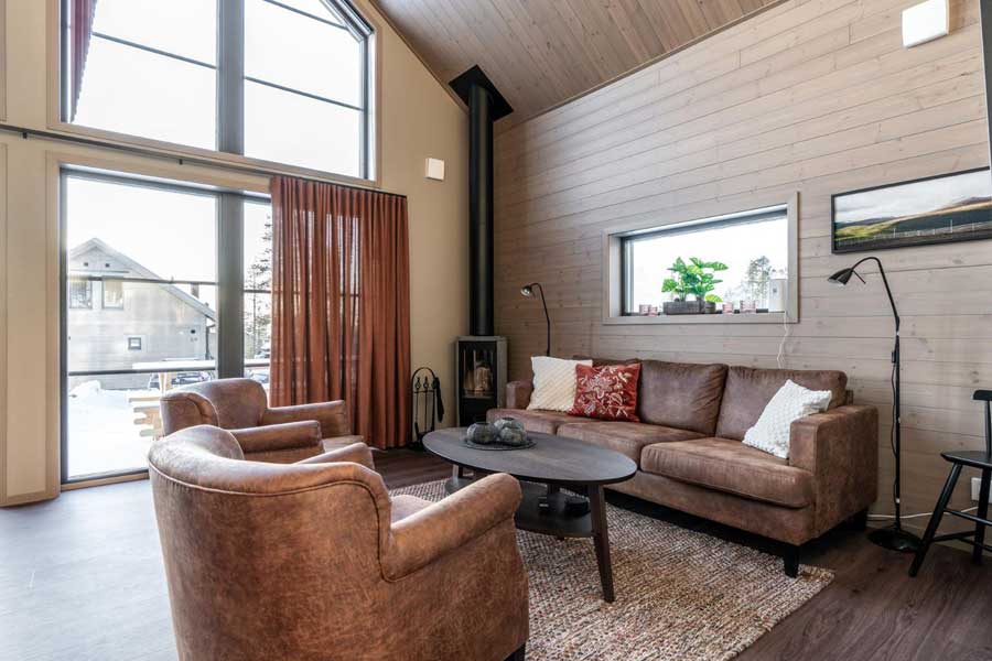 Woonkamer in een Fjällvidd chalet