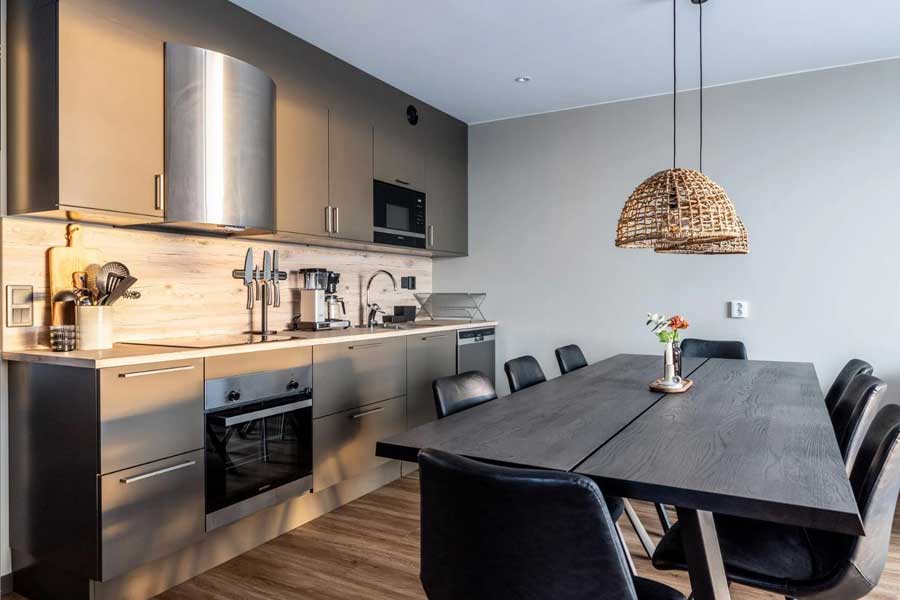 Keuken en eethoek in een appartement van Parkbyn