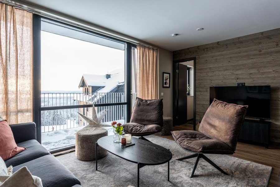 Woonkamer in een appartement van Parkbyn