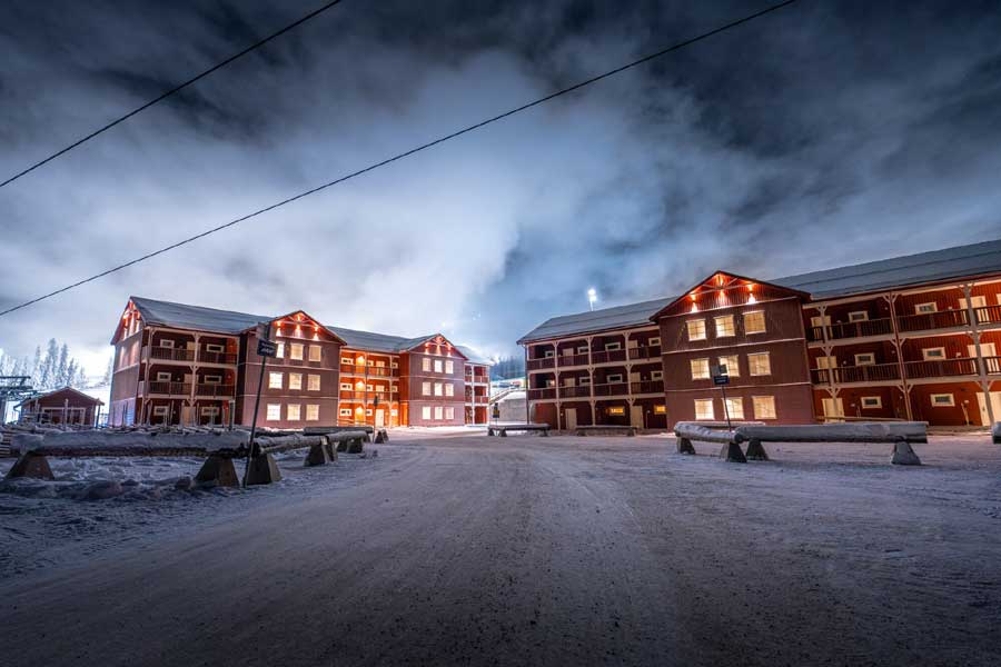 Tranangårdarna appartementen in Kläppen in de avond