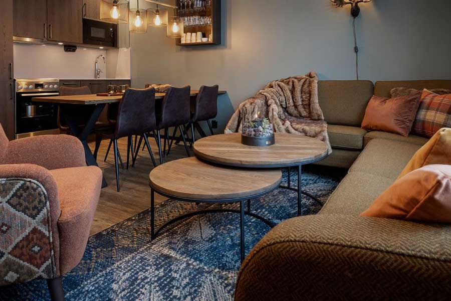 Woonkamer in een appartement van Skistar Lodge Lindvallen