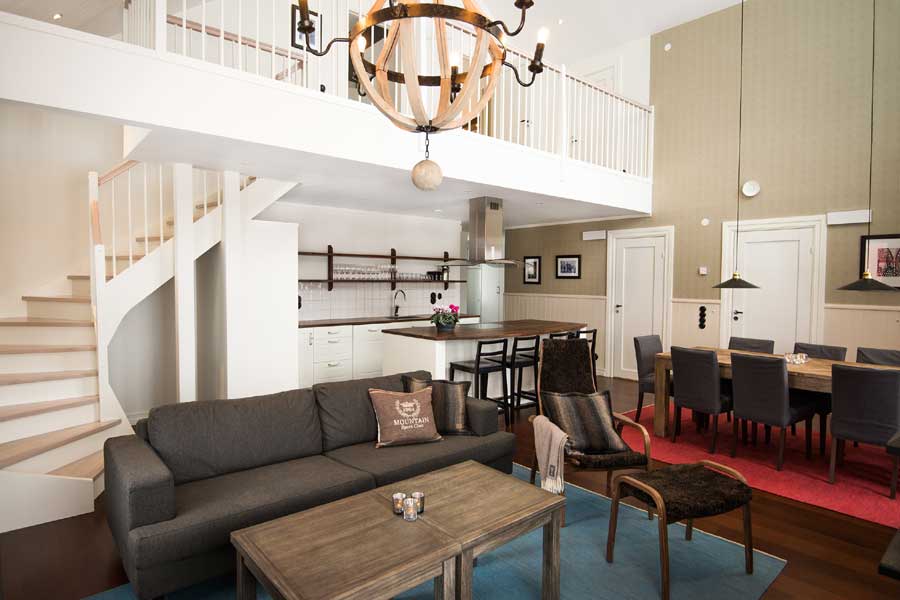 Woonkamer in de appartementen van Clüwerbyn