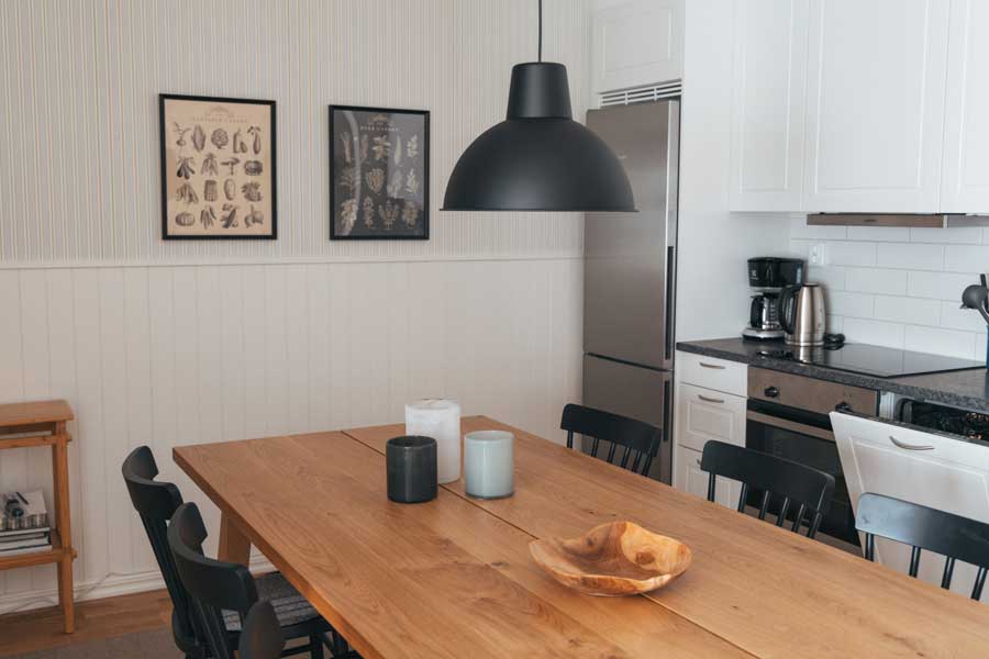 Eethoek in de appartementen van Gammelgården