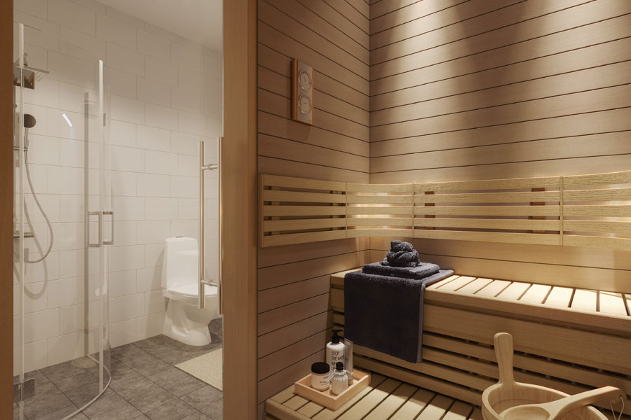 Badkamer met sauna