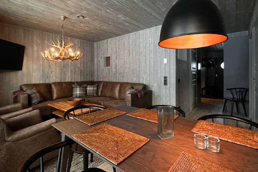 Woonkamer en eethoek in een Dalaviste appartement