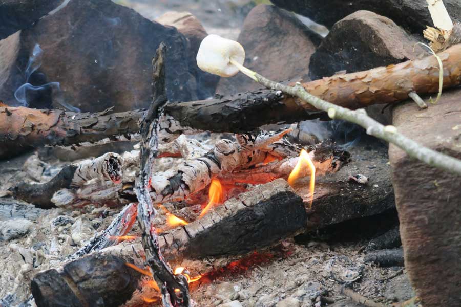 Going North kampvuur met marsmellows